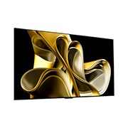 LG Първият в света True Wireless 83-инчов телевизор LG OLED evo AI M3 с 4K 120Hz видео и аудио трансфер , Десен изглед отстрани, под лек ъгъл, на LG OLED M3 на стената, OLED83M39LA, thumbnail 3