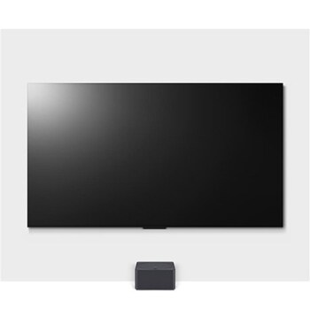 Изглед отпред с LG OLED M3 и Zero Connect Box отдолу, емблема 11 години OLED №1 в света, LG OLED evo и логото на 5-годишна грижа за панела на екрана1