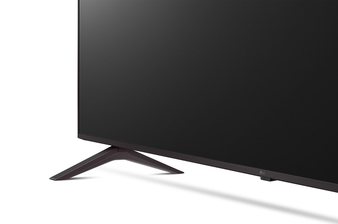 LG UHD UR76 75-инчов 4K смарт телевизор от 2023 г., изглед на стойката в близък план, 75UR76003LL, thumbnail 8