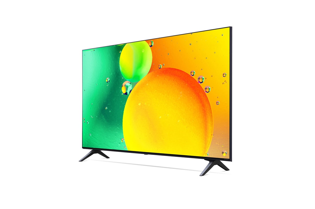 LG NanoCell 43'' NANO75 4K TV, изглед отстрани под ъгъл 30 градуса с изображение, 43NANO753QC, thumbnail 3