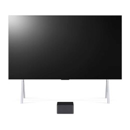 Изглед отпред с LG OLED M3 и Zero Connect Box отдолу, емблема 11 години OLED №1 в света, LG OLED evo и логото на 5-годишна грижа за панела на екрана2