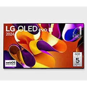 LG OLED evo AI G4 83-инчов 4K смарт телевизор 2024, Изглед отпред на LG OLED evo AI TV, OLED G4, 11 години номер 1 в света, лого с емблемата OLED, логото на webOS Re:New Program и логото на 5-годишна гаранция на панела на екрана, OLED83G42LW, thumbnail 1