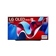 LG OLED evo AI C4 83-инчов 4K смарт телевизор 2024, Изглед отпред на LG OLED evo AI TV, OLED C4, 11 години номер 1 в света, лого с емблемата OLED и webOS Re:New Program на екрана, OLED83C41LA, thumbnail 1