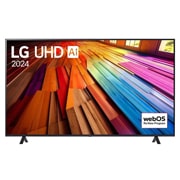 LG 75-инчов LG UHD AI UT80 4K смарт телевизор 2024, Изглед отпред на LG UHD TV, UT80 с текст на LG UHD AI ThinQ и 2024 на екрана, 75UT80003LA, thumbnail 1