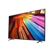LG 75-инчов LG UHD AI UT80 4K смарт телевизор 2024, Леко наклонен ляв страничен изглед на LG UHD TV, UT80, 75UT80003LA, thumbnail 3