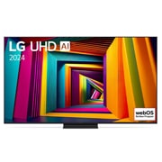 LG 65-инчов LG UHD AI UT91 4K Smart TV 2024, Изглед отпред на LG UHD TV, UT91 с текст на LG UHD AI ThinQ и 2024 на екрана, 65UT91003LA, thumbnail 1