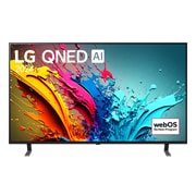 LG 65-инчов LG QNED AI QNED85 4K Smart TV 2024, LG QNED TV, QNED85 elölnézete az LG QNED, 2024 szöveggel és a webOS Re:New Program logóval a képernyőn, 65QNED85T3C, thumbnail 1