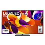 LG OLED evo AI G4 55-инчов 4K смарт телевизор 2024, Изглед отпред на LG OLED evo AI TV, OLED G4, 11 години номер 1 в света, лого с емблемата OLED, логото на webOS Re:New Program и логото на 5-годишна гаранция на панела на екрана, OLED55G43LS, thumbnail 1