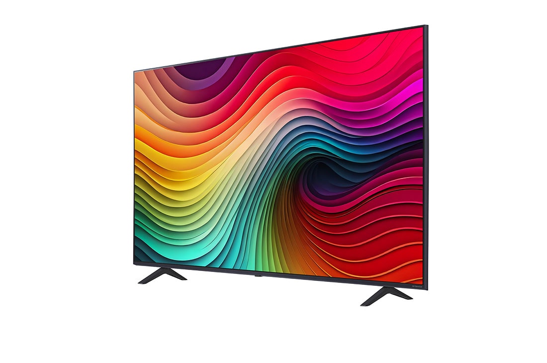 LG 55 инчов LG NanoCell AI NANO81 4K смарт TV 2024, Ляв страничен изглед, под лек ъгъл, на LG NanoCell TV, NANO80, 55NANO81T3A, thumbnail 3