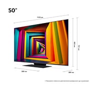 LG 50-инчов LG UHD AI UT91 4K Smart TV 2024, Изглед отзад на LG UHD TV, UT90, 50UT91003LA, thumbnail 3