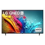 LG 50-инчов LG QNED AI QNED85 4K Smart TV 2024, LG QNED TV, QNED85 elölnézete az LG QNED, 2024 szöveggel és a webOS Re:New Program logóval a képernyőn, 50QNED85T3A, thumbnail 1