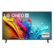 LG 55-инчов LG QNED AI QNED85 4K Smart TV 2024, LG QNED TV, QNED85 elölnézete az LG QNED, 2024 szöveggel és a webOS Re:New Program logóval a képernyőn, 55QNED85T3C, thumbnail 1