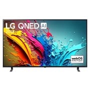 LG 75-инчов LG QNED AI QNED85 4K Smart TV 2024, LG QNED TV, QNED85 elölnézete az LG QNED, 2024 szöveggel és a webOS Re:New Program logóval a képernyőn, 75QNED85T3C, thumbnail 1