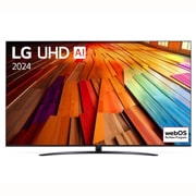 LG 86-инчов LG UHD AI UT81 4K смарт телевизор 2024, Изглед отпред на LG UHD TV, UT81 с текст на LG UHD AI ThinQ и 2024 на екрана, 86UT81003LA, thumbnail 1