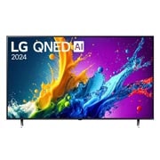 LG 86-инчов LG QNED AI QNED80 4K Smart TV 2024, LG QNED TV, QNED80 elölnézete az LG QNED, 2024 szöveggel és a webOS Re:New Program logóval a képernyőn, 86QNED80T3A, thumbnail 1