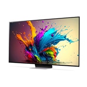 LG 86-инчов LG QNED AI QNED91 4K Smart TV 2024, Ляв страничен изглед, под лек ъгъл, на LG QNED TV, QNED91, 86QNED91T3A, thumbnail 2