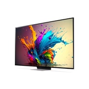 LG 86-инчов LG QNED AI QNED91 4K Smart TV 2024, Ляв страничен изглед, под лек ъгъл, на LG QNED TV, QNED91, 86QNED91T3A, thumbnail 3