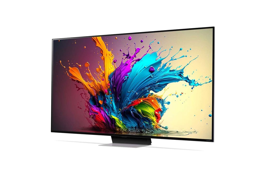 LG 75-инчов LG QNED AI QNED91 4K Smart TV 2024, Ляв страничен изглед, под лек ъгъл, на LG QNED TV, QNED91, 75QNED91T3A, thumbnail 2