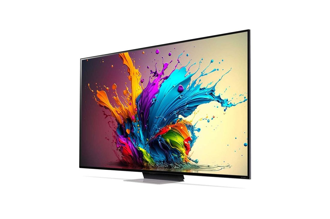 LG 75-инчов LG QNED AI QNED91 4K Smart TV 2024, Ляв страничен изглед, под лек ъгъл, на LG QNED TV, QNED91, 75QNED91T3A, thumbnail 3