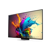 LG 75-инчов LG QNED AI QNED91 4K Smart TV 2024, Ляв страничен изглед, под лек ъгъл, на LG QNED TV, QNED91, 75QNED91T3A, thumbnail 3