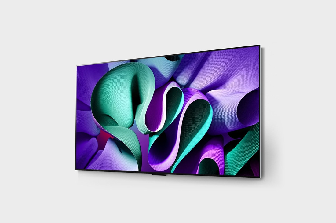LG True Wireless 97-инчов телевизор LG SIGNATURE OLED M4 с 4K 120Hz видео и аудио трансфер , Изглед от лявата страна на ултратънкия страничен ръб на LG OLED M4 на стойката, OLED97M49LA, thumbnail 3