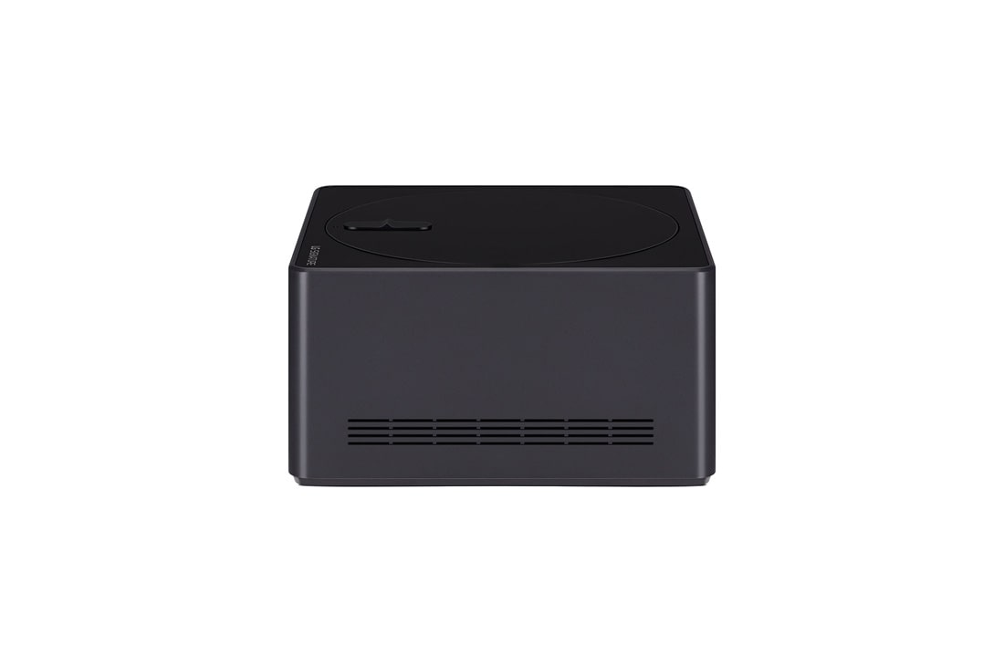 LG True Wireless 97-инчов телевизор LG SIGNATURE OLED M4 с 4K 120Hz видео и аудио трансфер , Леко наклонен близък план на Zero Connect Box с логото на LG OLED на ръба, OLED97M49LA, thumbnail 11