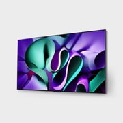 LG True Wireless 97-инчов телевизор LG SIGNATURE OLED M4 с 4K 120Hz видео и аудио трансфер , Изглед от лявата страна на ултратънкия страничен ръб на LG OLED M4 на стойката, OLED97M49LA, thumbnail 3
