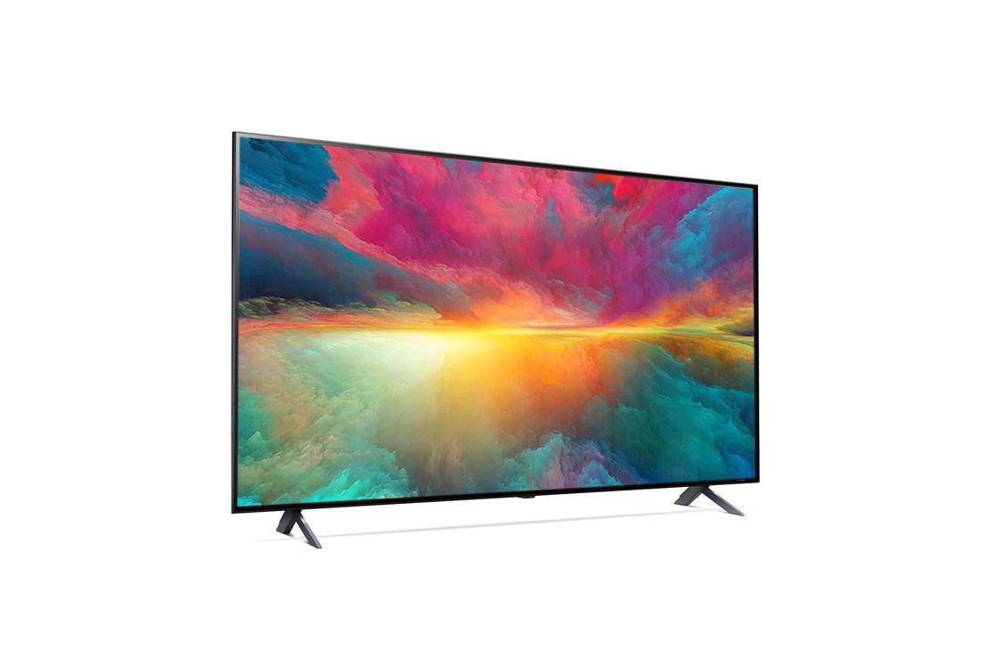 LG 50-инчов LG QNED77 4K смарт телевизор от 2023 година, изглед отстрани под ъгъл 30 градуса със запълващо изображение, 50QNED773RB, thumbnail 6