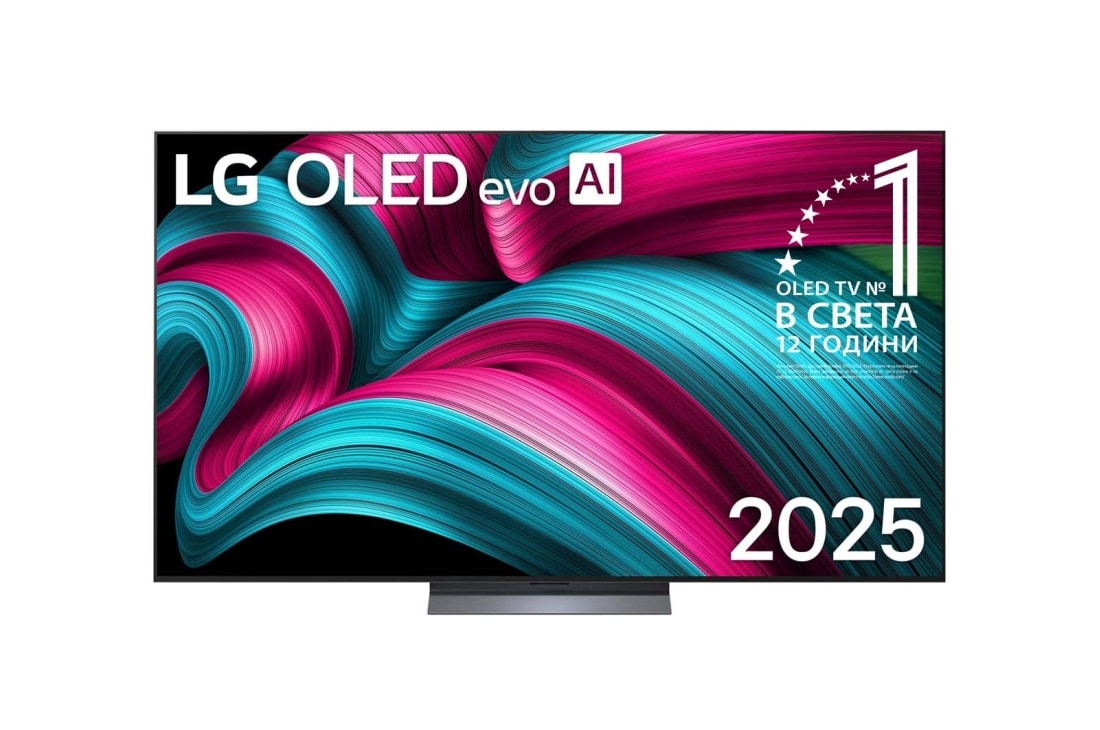 LG 55-инча LG OLED evo AI C5 4K Smart TV 2025, Изглед на леко наклонен LG OLED evo AI C5 4K Smart TV., OLED55C51LA
