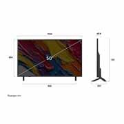 LG 50 инчов LG QNED AI QNED82 4K Smart TV 2025, Преден и страничен изглед на LG QNED AI 4K Smart TV, показващ размерите му по дължина, ширина, височина и дълбочина., 50QNED82A3B, thumbnail 4