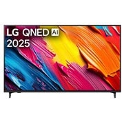 LG 55-инчов LG QNED AI QNED70 4K Smart TV 2025, Изглед отпред на LG QNED70 TV, лого LG QNED Al Logo в горния ъгъл. LG QNED TV показва цветни текстури на бои, които се съчетават., 55QNED70A6A, thumbnail 1