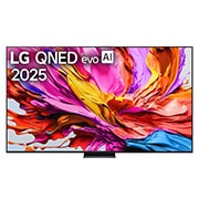 LG 100-инчов LG QNED evo AI QNED86 4K Smart TV 2025, Изглед отпред на LG QNED evo TV, лого LG QNED evo Al Logo в горния ъгъл. LG QNED evo показва цветни текстури на бои, които се съчетават., 100QNED86A6, thumbnail 1