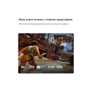 LG 50-инчов LG NANO 4K UHD AI NU80 Smart TV 2026, LG NANO 4K UHD AI NU80 за Ultimate Gameplay показва динамична сцена от екшън игра с вмъкната сравнителна картинка, която подчертава по-плавното движение, като поддържа до 60 Hz, VRR, ALLM, HGiG и GeFo, 50NU800B3LC, thumbnail 10