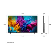 LG 85-инчов LG QNED evo AI Mini LED QNED8M 4K Smart TV 2026, LG QNED evo AI Мини светодиод QNED8M, показан отпред и отстрани, подчертава 85-инчов дисплей с екран с ширина 1890 мм, височина на екрана 1088 мм, височина 1148 мм със стойка, дълбочина на профила 72., 85QNED8MB6A, thumbnail 3