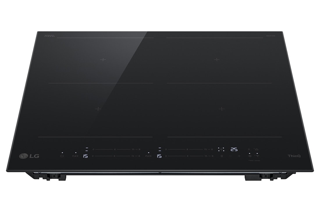 LG Индукционен плот за вграждане, функция Boost, режим Flex, LG индукционен плот за вграждане, с изглед отгоре-отпред, с черно стъклено покритие, 4 зони за готвене и бели LED светлини., CBIZ2437B, thumbnail 2