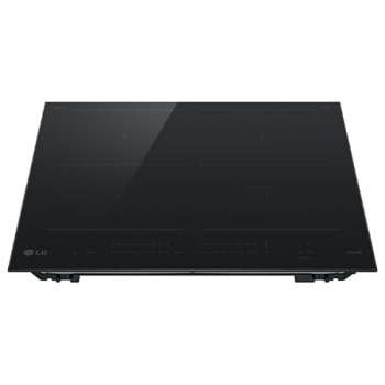 LG индукционен плот за вграждане CBIZ2437B.CBKQEUE в преден изглед отгоре, с черно стъклено покритие и 4 зони за готвене.