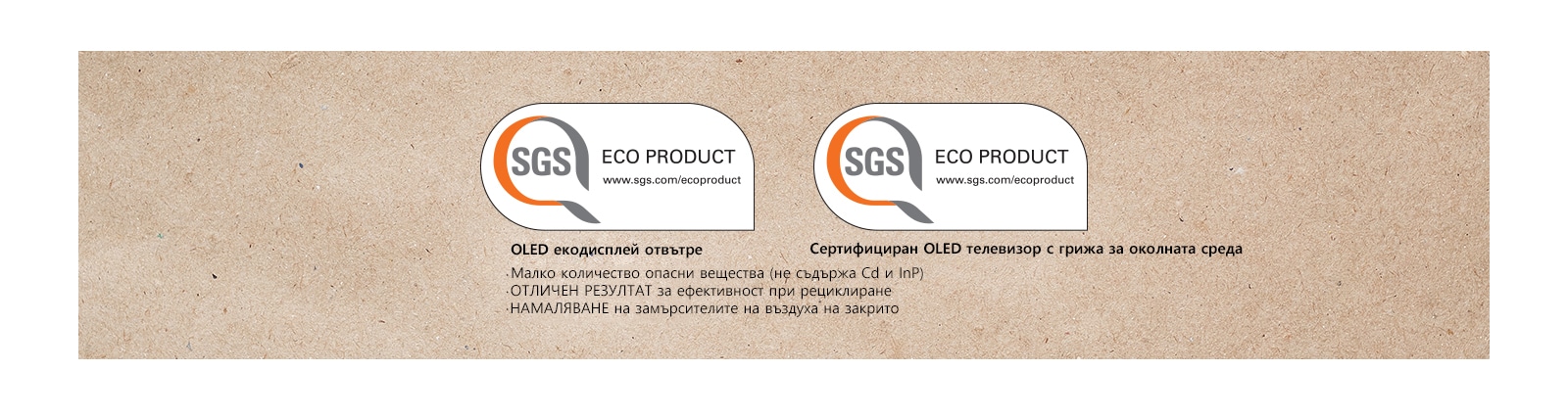 Лого на сертификата от SGS върху OLED панелите и OLED телевизорите.
