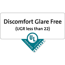 Лого на Discomfort Glare Free (Липса на отблясъци, създаващи дискомфорт)