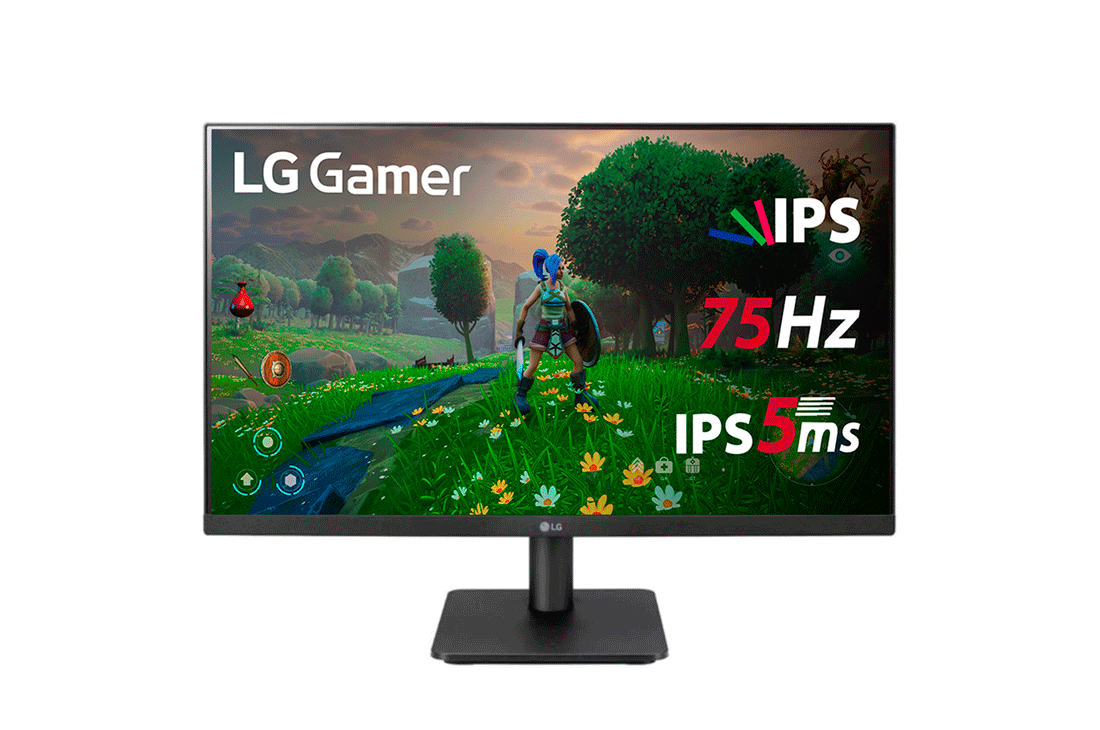 LG Monitor Gamer LG 23,8” IPS Full HD 1920x1080 75Hz 5ms (GtG) HDMI AMD FreeSync Dynamic Action Sync 24MP400-B, Vista frontal, 24MP400-B