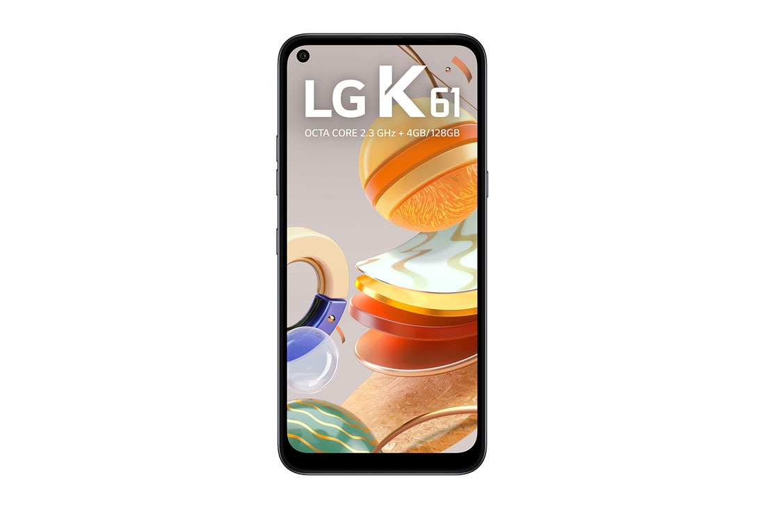 LG Smartphone LG K61 - 4 câmeras, Bateria de 4.000 mAh, Memória de 4GB/128GB, Tela de 6.5'' FHD+, Visão frontal, LMQ630BAW