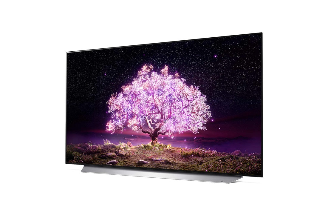 LG 2021 Smart TV LG 48'' 4K OLED48C1 120Hz G-Sync FreeSync 4x HDMI 2.1 Inteligência Artificial ThinQ Google Alexa, vista lateral reversa de 15 graus, OLED48C1PSA