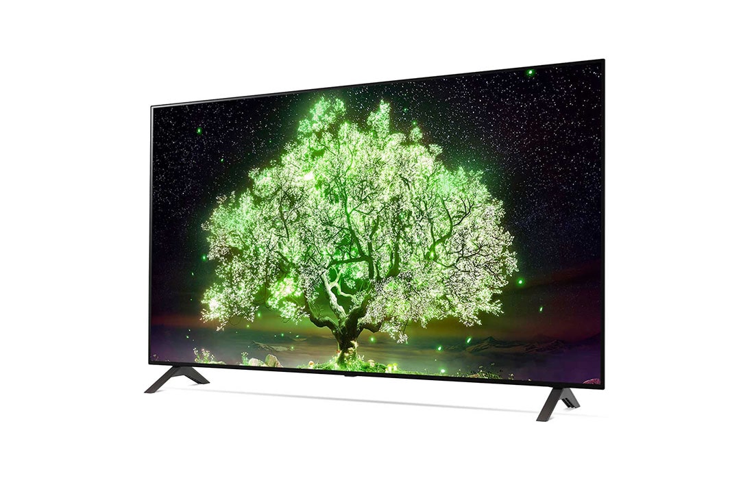 LG 2021 Smart TV LG 65'' 4K OLED65A1 Dolby Vision IQ Dolby Atmos Inteligência Artificial ThinQ AI Google Alexa, vista lateral reversa a 15 graus , OLED65A1PSA