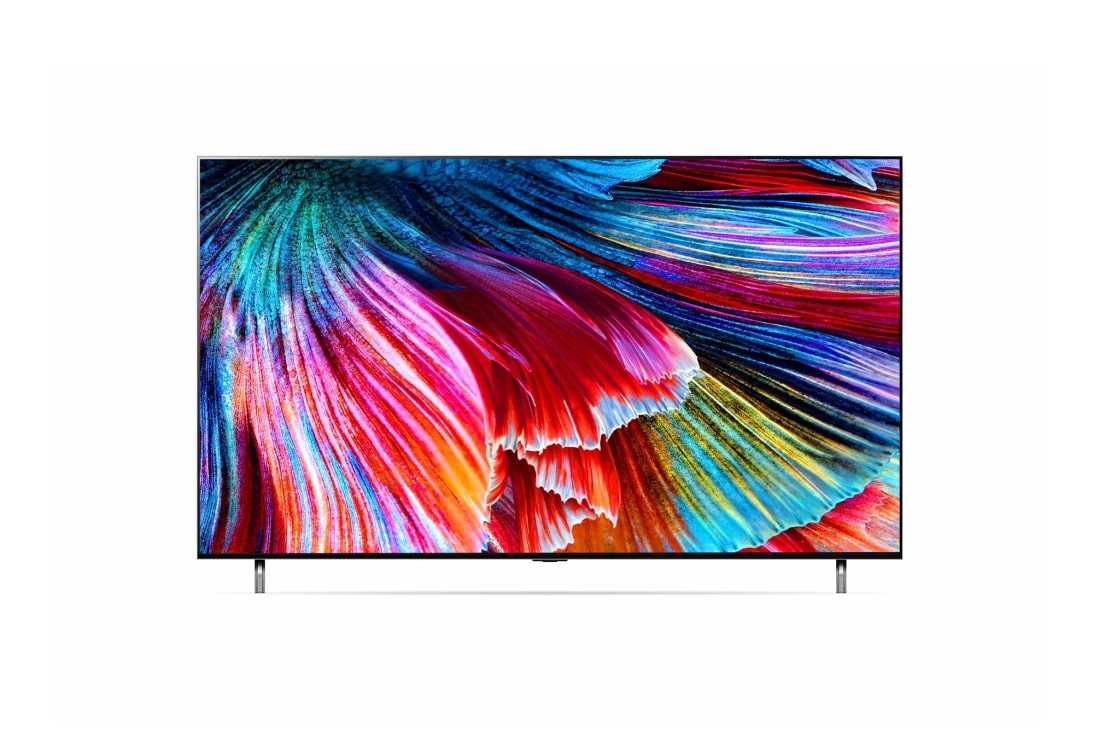 LG 2021 Smart TV LG 86'' 8K MiniLED 86QNED99 120Hz 4x HDMI 2.1 Inteligência Artificial ThinQ Google Alexa, vista frontal com imagem de preenchimento, 86QNED99SPA