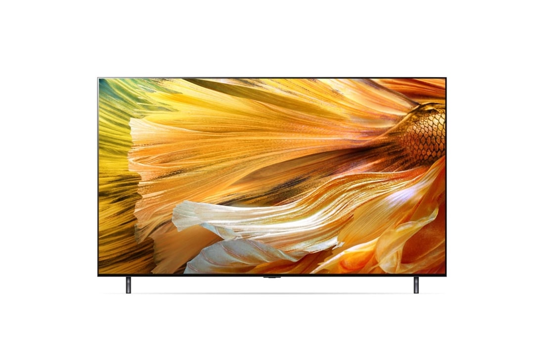 LG 2021 Smart TV LG 75'' 4K MiniLED 75QNED90 120Hz FreeSync 2x HDMI 2.1 2x HDMI 2.0 Inteligência Artificial ThinQ Google Alexa, vista frontal com imagem de preenchimento, 75QNED90SPA