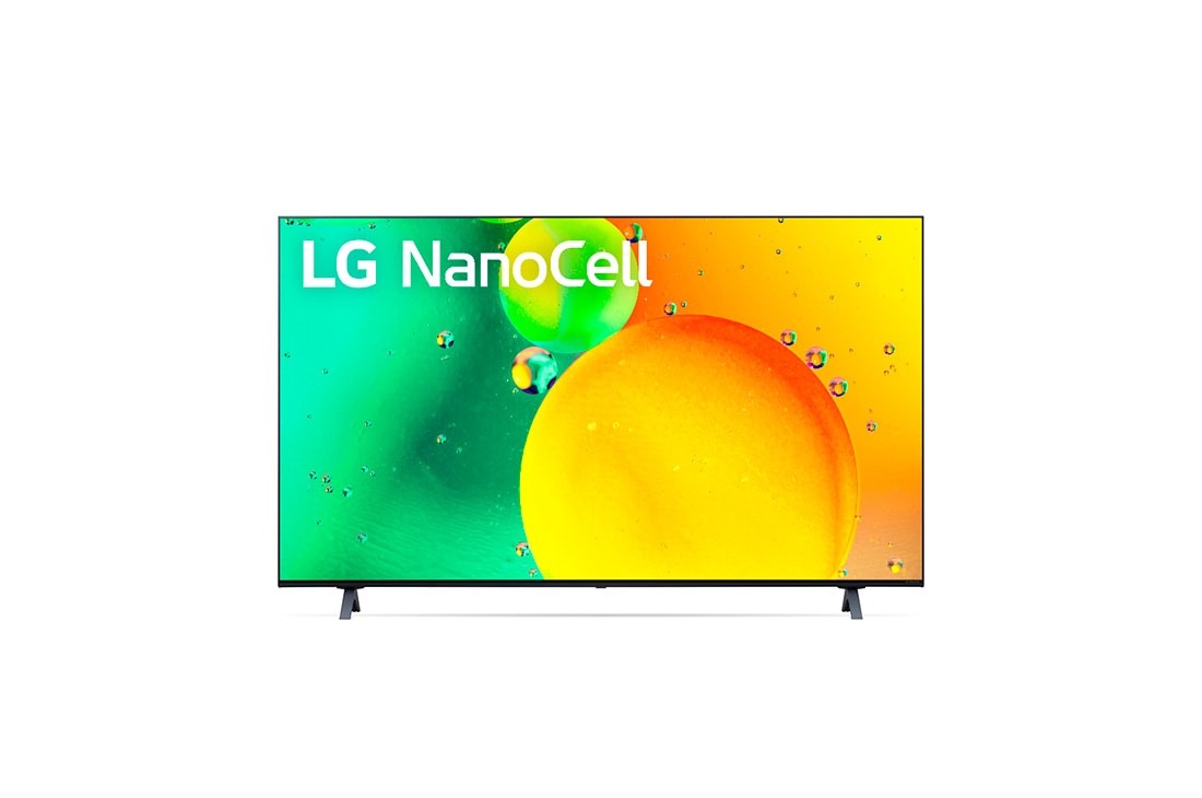 LG 2022 Smart TV LG 55'' 4K NanoCell 55NANO75 Inteligência Artificial AI ThinQ Smart Magic Google Alexa, Vista frontal da TV LG NanoCell, 55NANO75SQA