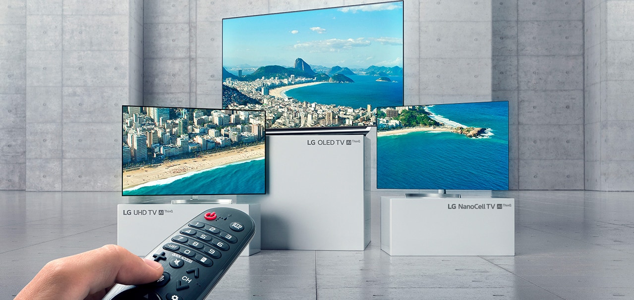 Nova linha de TVs LG com inteligência artificial ThinQ. Ouve. Pensa. Responde. Só a linha de TVs LG 2018 tem a tecnologia ThinQ: a inteligência artificial que ouve e responde a seus comandos de voz em português. Isso é inteligente de verdade.