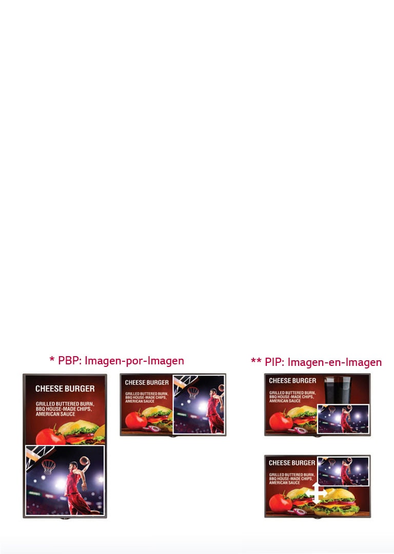 *PBP: Imagen-por-Imagen<br>**PIP: Imagen-en-Imagen2