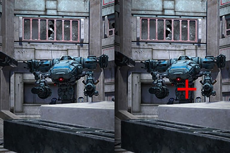 Kuvassa näkyy, että kohdepiste on kiinteästi keskellä ampumistarkkuuden parantamiseksi.