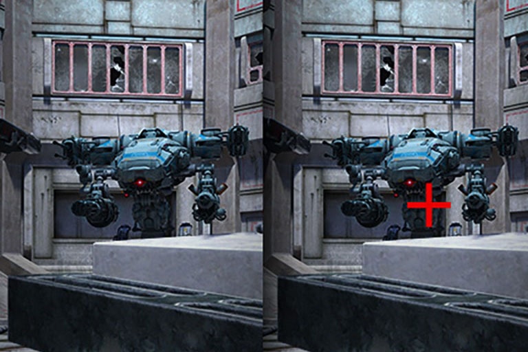 La imagen muestra que el punto de mira está fijo en el centro para mejorar la precisión al disparar.