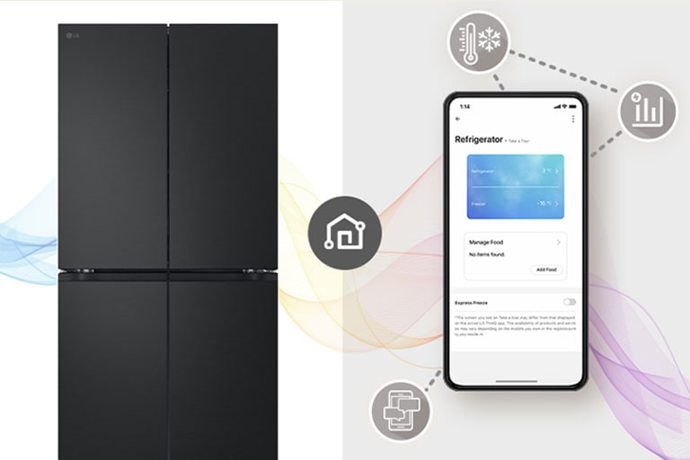 Hay un refrigerador y un teléfono móvil.